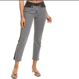 Frame Denim Le High Insert Block Woodsilver Duo Straight Leg Jean